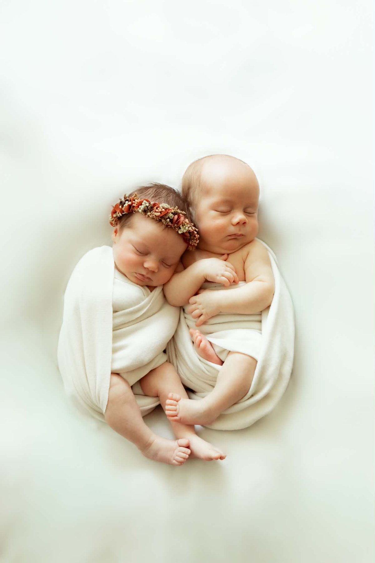 Twin newborn photography, babies sleeping together, Sydney
